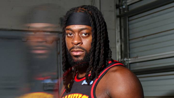 Atlanta Hawks guard Luguentz Dort (0) poses for a photo at media day on September 28, 2026. Atlanta Hawks guard Luguentz Dort (0) poses for a photo at media day on September 28, 2026.
