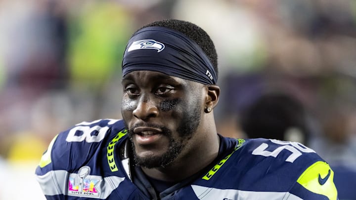 Seattle Seahawks linebacker Derick Hall during Super Bowl LX
