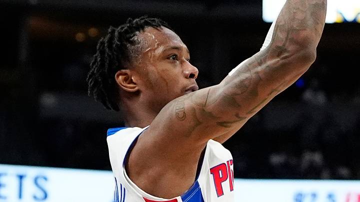 Dec 28, 2024; Denver, Colorado, USA; Detroit Pistons forward Ronald Holland II (00) shoots the ball over Denver Nuggets guard Christian Braun (0) in the second half at Ball Arena. Mandatory Credit: Ron Chenoy-Imagn Images Dec 28, 2024; Denver, Colorado, USA; Detroit Pistons forward Ronald Holland II (00) shoots the ball over Denver Nuggets guard Christian Braun (0) in the second half at Ball Arena. Mandatory Credit: Ron Chenoy-Imagn Images