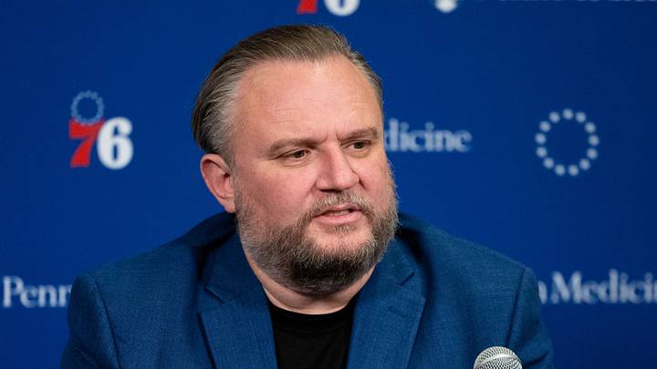 Philadelphia 76ers resident of Basketball Operations Daryl Morey speaks with the media before a game against the Detroit Pistons at Wells Fargo Center on December 15, 2023. Philadelphia 76ers resident of Basketball Operations Daryl Morey speaks with the media before a game against the Detroit Pistons at Wells Fargo Center on December 15, 2023.