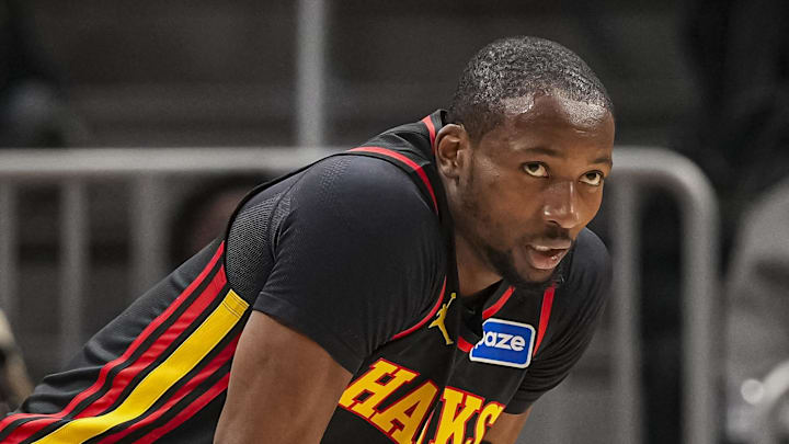 Feb 24, 2026; Atlanta, Georgia, USA; Atlanta Hawks forward Jonathan Kuminga (0) on the court against the Washington Wizards during the first half at State Farm Arena. Mandatory Credit: Dale Zanine-Imagn Images Feb 24, 2026; Atlanta, Georgia, USA; Atlanta Hawks forward Jonathan Kuminga (0) on the court against the Washington Wizards during the first half at State Farm Arena. Mandatory Credit: Dale Zanine-Imagn Images