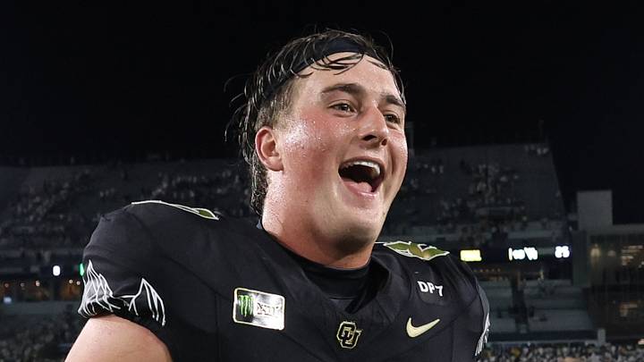 Sep 3, 2026; Atlanta, Georgia, USA; Colorado Buffaloes tight end Charlie Williams (87) reacts after the game against the Georgia Tech Yellow Jackets at Bobby Dodd Stadium at Hyundai Field. Mandatory Credit: Brett Davis-Imagn Images Sep 3, 2026; Atlanta, Georgia, USA; Colorado Buffaloes tight end Charlie Williams (87) reacts after the game against the Georgia Tech Yellow Jackets at Bobby Dodd Stadium at Hyundai Field. Mandatory Credit: Brett Davis-Imagn Images