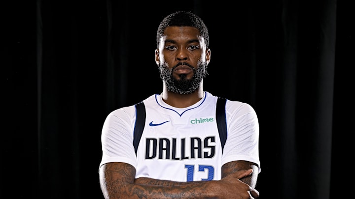 Sep 30, 2024; Dallas, TX, USA; Dallas Mavericks forward Naji Marshall (13) poses for a photo during the 2024 Dallas Mavericks media day. Mandatory Credit: Jerome Miron-Imagn Images