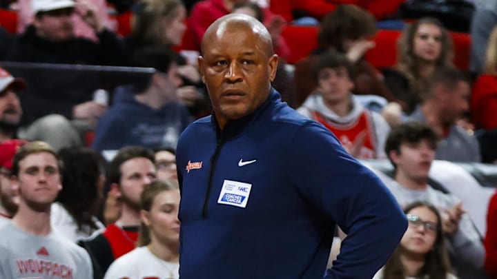 Jan 27, 2026; Raleigh, North Carolina, USA; Syracuse Orange head coach Adrian Autry looks on during the first half of the game against the NC State Wolfpack at Lenovo Center. Mandatory Credit: Jaylynn Nash-Imagn Images