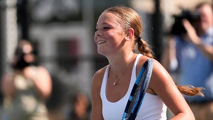 Cedar Rapids Xavier’s Gabriella Fleming reacts after winning the Class 1A Singles title at the Iowa Girls High School Athletic Union State Tennis Championship Oct. 2, 2025 at the Hawkeye Tennis and Recreation Complex in Iowa City, Iowa. Cedar Rapids Xavier’s Gabriella Fleming reacts after winning the Class 1A Singles title at the Iowa Girls High School Athletic Union State Tennis Championship Oct. 2, 2025 at the Hawkeye Tennis and Recreation Complex in Iowa City, Iowa.