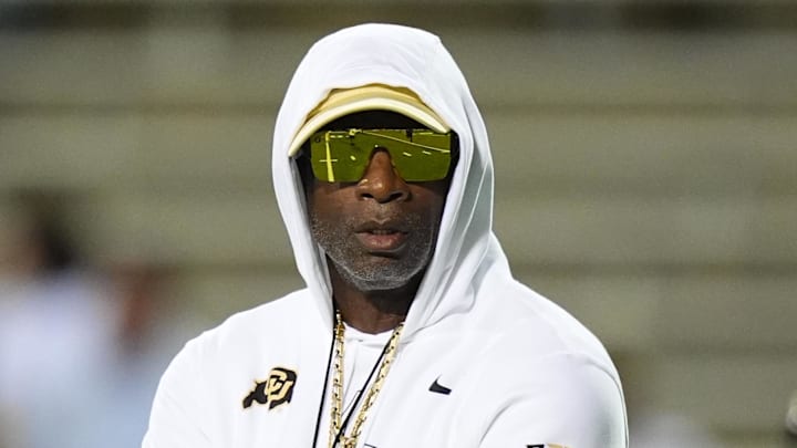 Sep 20, 2025; Boulder, Colorado, USA; Colorado Buffaloes head coach Deion Sanders before the game against the Wyoming Cowboys at Folsom Field.