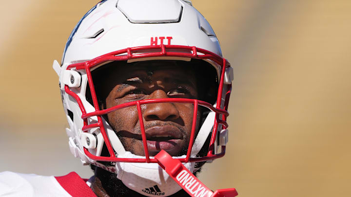 Oct 19, 2024; Berkeley, California, USA; North Carolina State Wolfpack offensive tackle Jacarrius Peak (65) before the game against the California Golden Bears at California Memorial Stadium. Mandatory Credit: Darren Yamashita-Imagn Images