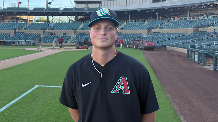 Arizona Diamondbacks pitching prospect David Hagaman at Salt River Fields in Scottsdale, Arizona.