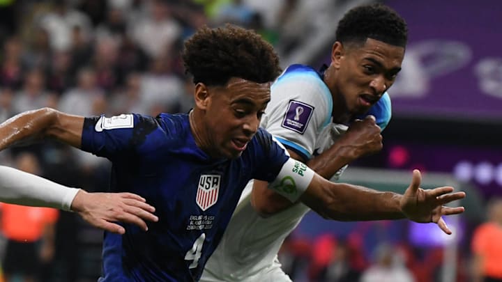Tyler Adams (left) and Jude Bellingham (right) faced off in the 2022 FIFA World Cup group stage