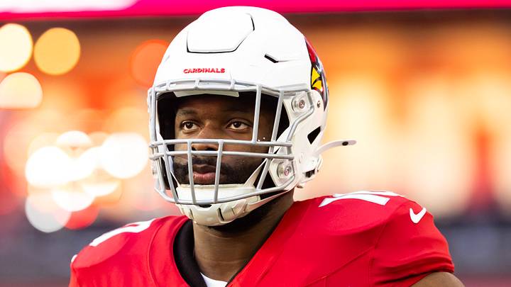 Dec 7, 2025; Glendale, Arizona, USA; Arizona Cardinals linebacker Josh Sweat (10) against the Los Angeles Rams at State Farm Stadium. Mandatory Credit: Mark J. Rebilas-Imagn Images