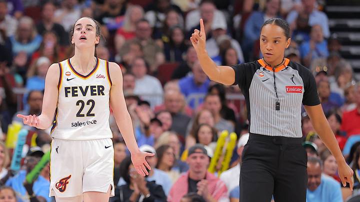 Caitlin Clark reacts to getting a technical foul called on her durind an Indiana Fever game. Caitlin Clark reacts to getting a technical foul called on her durind an Indiana Fever game.