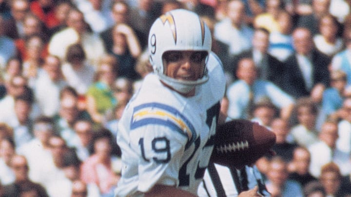 San Diego Chargers receiver Lance Alworth (19) during the 1969 season against the Cincinnati Bengals at Nippert Stadium. San Diego Chargers receiver Lance Alworth (19) during the 1969 season against the Cincinnati Bengals at Nippert Stadium.
