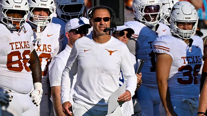 Texas Longhorns head coach Steve Sarkisian looks on during the game between the Sooners and the Longhorns at Cotton Bowl. 