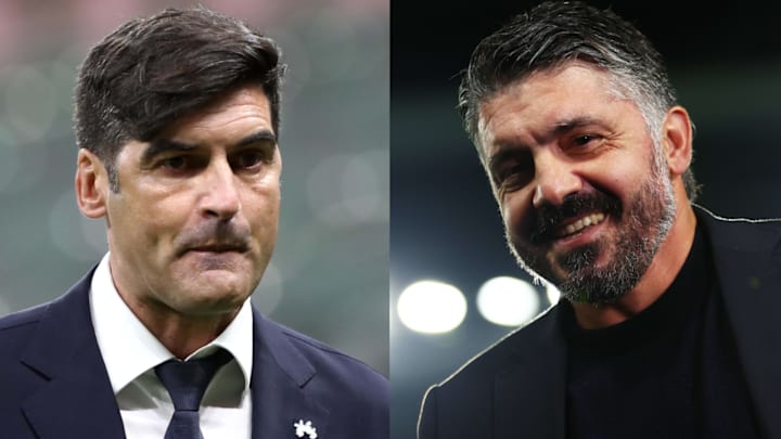 Paulo Fonseca et Gennaro Gattuso se disputent un joueur.