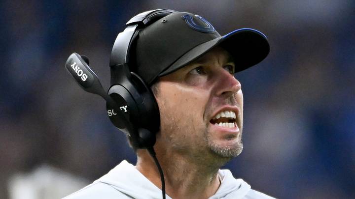 Indianapolis Colts head coach Shane Steichen reacts after a play