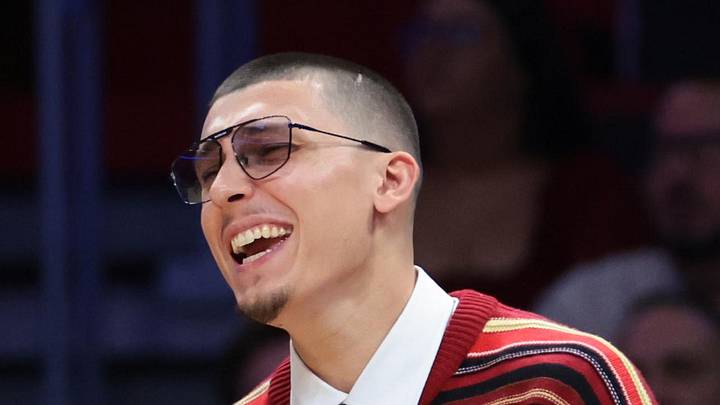 Miami Heat guard Tyler Herro (14) reacts from the bench against the Charlotte Hornets during the fourth quarter at Kaseya Center on Oct 28, 2025.