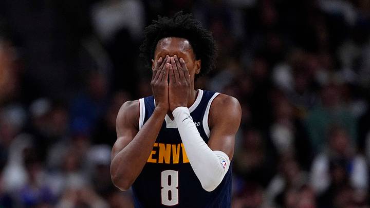 Jan 27, 2026; Denver, Colorado, USA; Denver Nuggets guard Peyton Watson (8) reacts in the fourth quarter against the Detroit Pistons at Ball Arena. Mandatory Credit: Ron Chenoy-Imagn Images Jan 27, 2026; Denver, Colorado, USA; Denver Nuggets guard Peyton Watson (8) reacts in the fourth quarter against the Detroit Pistons at Ball Arena. Mandatory Credit: Ron Chenoy-Imagn Images