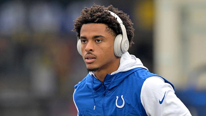 Indianapolis Colts wide receiver Josh Downs warms up prior to the game against the Los Angeles Rams
