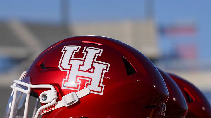 Aug 28, 2025; Houston, Texas, USA; General view of Houston Cougars helmets on the sideline before the game against the Stephen F. Austin Lumberjacks at TDECU Stadium. Mandatory Credit: Troy Taormina-Imagn Images Aug 28, 2025; Houston, Texas, USA; General view of Houston Cougars helmets on the sideline before the game against the Stephen F. Austin Lumberjacks at TDECU Stadium. Mandatory Credit: Troy Taormina-Imagn Images