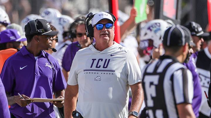 TCU Horned Frogs head coach Sonny Dykes during the second quarter against the UCF Knights at Acrisure Bounce House. TCU Horned Frogs head coach Sonny Dykes during the second quarter against the UCF Knights at Acrisure Bounce House.