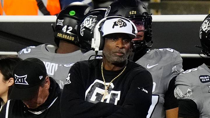 Colorado Buffaloes head coach Deion Sanders on the sidelines in the second quarter against the Arizona Wildcats at Folsom Field. Colorado Buffaloes head coach Deion Sanders on the sidelines in the second quarter against the Arizona Wildcats at Folsom Field.