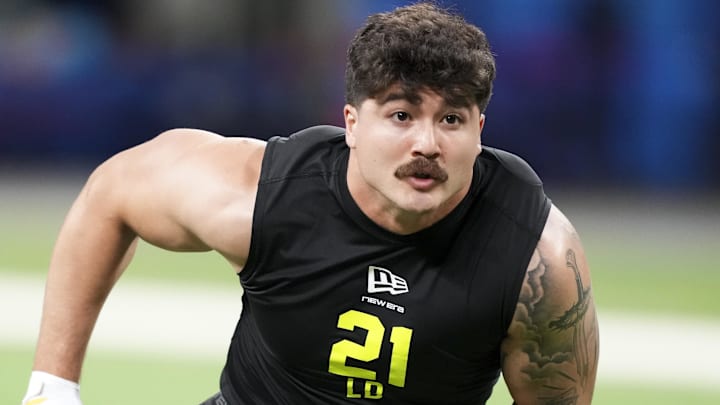 Texas Tech linebacker Jacob Rodriguez (LB21) during the NFL Scouting Combine at Lucas Oil Stadium. Texas Tech linebacker Jacob Rodriguez (LB21) during the NFL Scouting Combine at Lucas Oil Stadium.