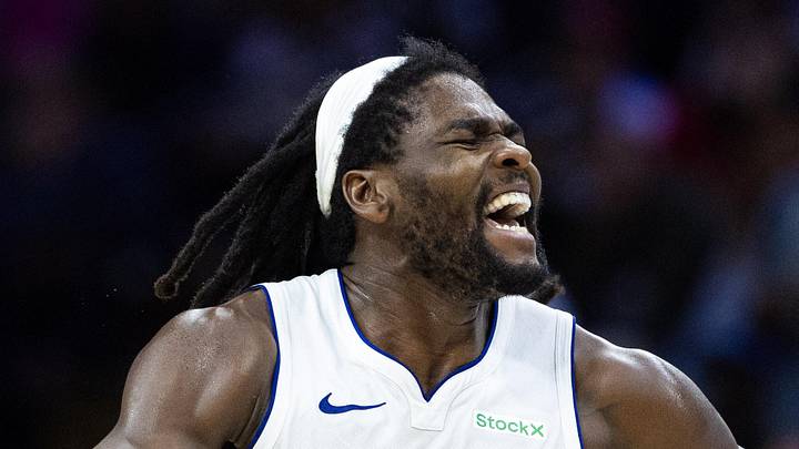 Detroit Pistons center Isaiah Stewart (28) reacts after a forward Tim Hardaway Jr. (not pictured) score against the Philadelphia 76ers during the fourth quarter at Wells Fargo Center on October 30, 2024.