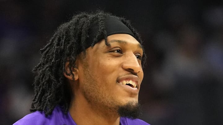 Apr 11, 2025; Sacramento, California, USA; Sacramento Kings center Isaac Jones (3): Darren Yamashita-Imagn Images Apr 11, 2025; Sacramento, California, USA; Sacramento Kings center Isaac Jones (3): Darren Yamashita-Imagn Images