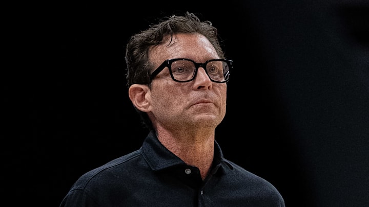 Atlanta Hawks head coach Quin Snyder looks on against the Charlotte Hornets.
