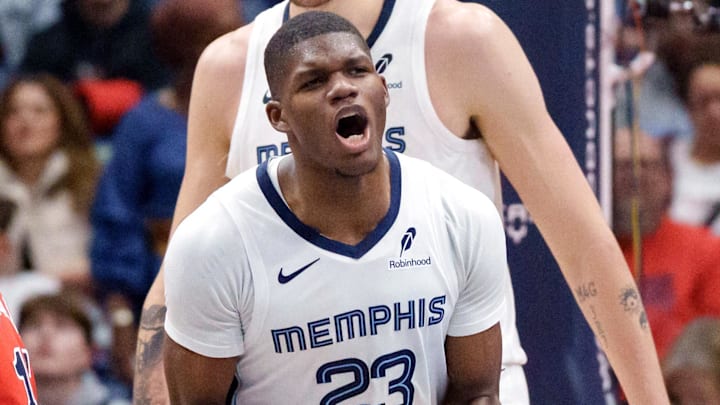 Nov 26, 2025; New Orleans, Louisiana, USA; Memphis Grizzlies forward Cedric Coward (23) reacts after drawing a foul in overtime against the New Orleans Pelicans at Smoothie King Center. Mandatory Credit: Matthew Hinton-Imagn Images Nov 26, 2025; New Orleans, Louisiana, USA; Memphis Grizzlies forward Cedric Coward (23) reacts after drawing a foul in overtime against the New Orleans Pelicans at Smoothie King Center. Mandatory Credit: Matthew Hinton-Imagn Images