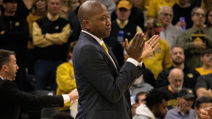 Feb. 9, 2025; Columbia, Missouri, USA; Missouri Tigers head coach Dennis Gates during against the Texas A&M Aggies at Mizzou Arena.