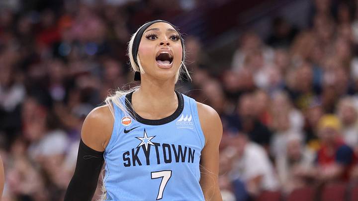 DiJonai Carrington yells during a game against the Indiana Fever. DiJonai Carrington yells during a game against the Indiana Fever.