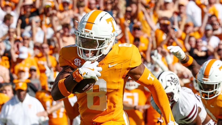 Tennessee Volunteers defensive back Colton Hood runs with the ball after an interception against the Mississippi State Bulldogs Tennessee Volunteers defensive back Colton Hood runs with the ball after an interception against the Mississippi State Bulldogs
