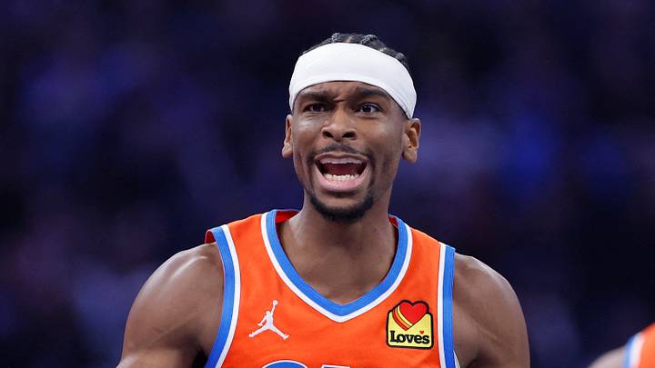 Dec 10, 2025; Oklahoma City, Oklahoma, USA; Oklahoma City Thunder guard Shai Gilgeous-Alexander (2) reacts after a play against the Phoenix Suns during the second quarter at Paycom Center. Mandatory Credit: Alonzo Adams-Imagn Images Dec 10, 2025; Oklahoma City, Oklahoma, USA; Oklahoma City Thunder guard Shai Gilgeous-Alexander (2) reacts after a play against the Phoenix Suns during the second quarter at Paycom Center. Mandatory Credit: Alonzo Adams-Imagn Images