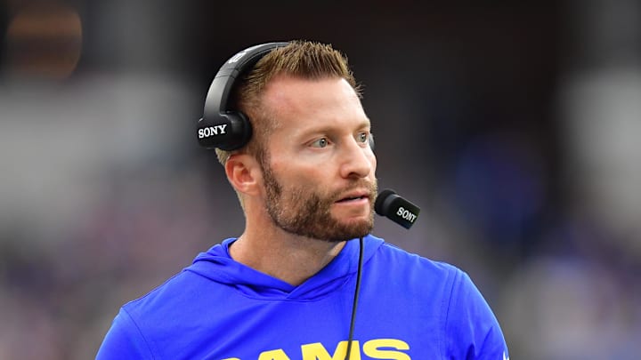 Jan 4, 2026; Inglewood, California, USA; Los Angeles Rams head coach Sean McVay stands on the sidelines against the Arizona Cardinals during the first half at SoFi Stadium. Mandatory Credit: Gary A. Vasquez-Imagn Images Jan 4, 2026; Inglewood, California, USA; Los Angeles Rams head coach Sean McVay stands on the sidelines against the Arizona Cardinals during the first half at SoFi Stadium. Mandatory Credit: Gary A. Vasquez-Imagn Images