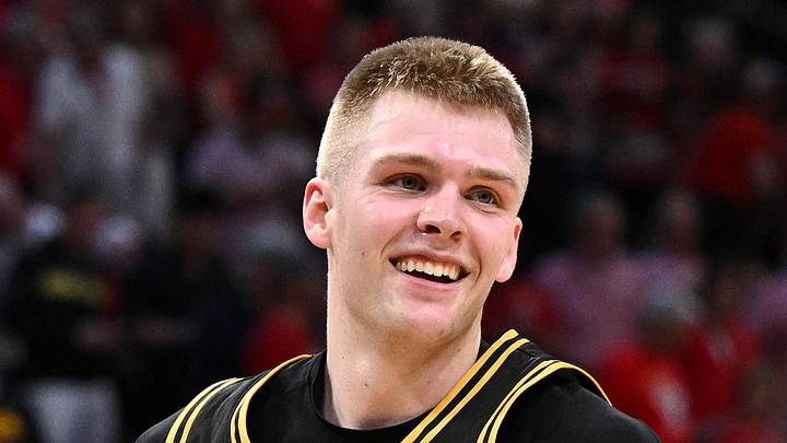 Iowa Hawkeyes guard Bennett Stirtz reacts after beating the Nebraska Cornhuskers. Iowa Hawkeyes guard Bennett Stirtz reacts after beating the Nebraska Cornhuskers.