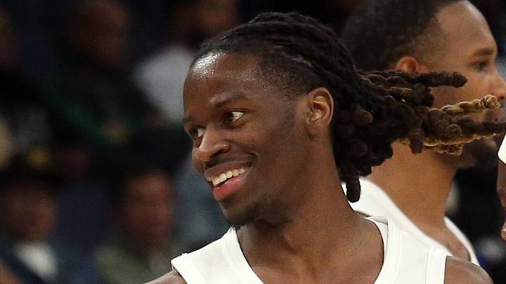 Apr 6, 2026; Memphis, Tennessee, USA; Cleveland Cavaliers guard Keon Ellis (14) and guard Dennis Schroder (8) react during the second quarter against the Memphis Grizzlies at FedExForum. Mandatory Credit: Petre Thomas-Imagn Images