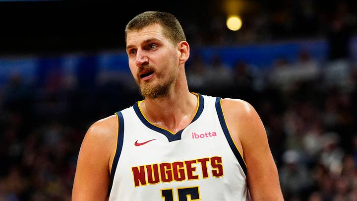 Oct 11, 2026; Denver, Colorado, USA;  Denver Nuggets center Nikola Jokic (15) calls out in the second half against the Chicago Bulls at Ball Arena.  Mandatory Credit: Ron Chenoy-Imagn Images