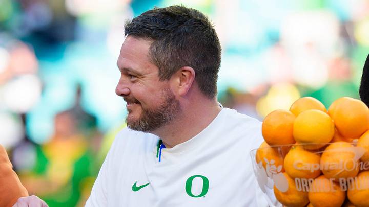Oregon head coach Dan Lanning as the Oregon Ducks take on the Texas Tech Red Raiders in the Orange Bowl on Jan. 1, 2026, at Hard Rock Stadium in Miami, Florida. Oregon head coach Dan Lanning as the Oregon Ducks take on the Texas Tech Red Raiders in the Orange Bowl on Jan. 1, 2026, at Hard Rock Stadium in Miami, Florida.