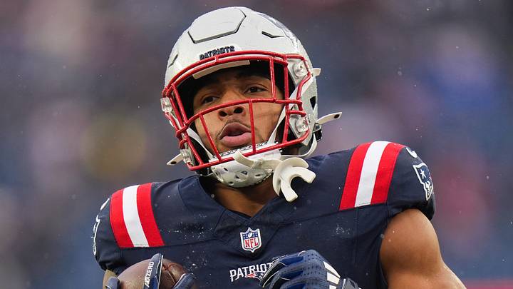 Jan 18, 2026; Foxborough, MA, USA; New England Patriots running back TreVeyon Henderson (32) warms up before an AFC Divisional Round game against the Houston Texans at Gillette Stadium. Mandatory Credit: David Butler II-Imagn Images Jan 18, 2026; Foxborough, MA, USA; New England Patriots running back TreVeyon Henderson (32) warms up before an AFC Divisional Round game against the Houston Texans at Gillette Stadium. Mandatory Credit: David Butler II-Imagn Images
