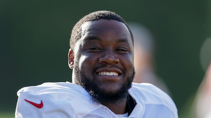 Tampa Bay Buccaneers defensive tackle C.J. Brewer (52) looks on before training camp at AdventHealth Training Center.