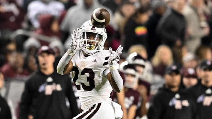 Mississippi State Bulldogs running back Seth Davis (23) catches a pass during the fourth quarter against the Texas A&M Aggies at Kyle Field. 