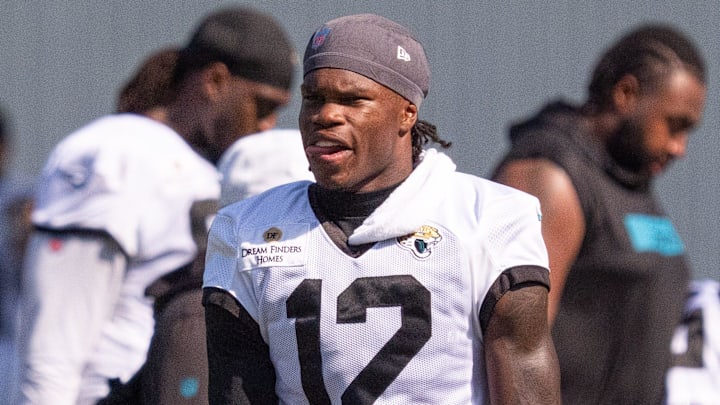 Jacksonville Jaguars wide receiver Travis Hunter (12) walks off the field after the Jacksonville Jaguars’ 18th and final training camp practice at Miller Electric Center in Jacksonville, Fla. Wednesday August 20, 2025. [Doug Engle/Florida Times-Union]