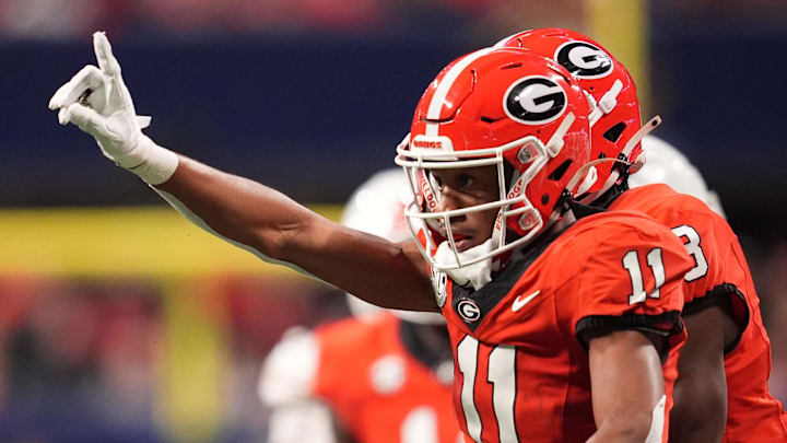 Georgia Bulldogs linebacker Jalon Walker (11) reacts against the Texas Longhorns Georgia Bulldogs linebacker Jalon Walker (11) reacts against the Texas Longhorns