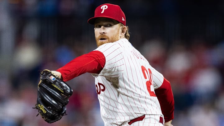 May 15, 2024; Philadelphia, Pennsylvania, USA; Philadelphia Phillies pitcher Spencer Turnbull (22) throws a pitch during the seventh inning against the New York Mets at Citizens Bank Park.