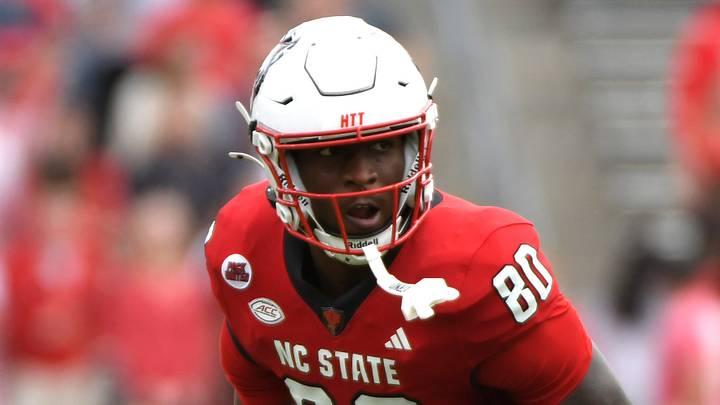 Nov 2, 2024; Raleigh, North Carolina, USA; North Carolina State Wolfpack wide receiver Terrell Anderson (80) runs the ball against the Stanford Cardinals during the second half at Carter-Finley Stadium. Mandatory Credit: Zachary Taft-Imagn Images Nov 2, 2024; Raleigh, North Carolina, USA; North Carolina State Wolfpack wide receiver Terrell Anderson (80) runs the ball against the Stanford Cardinals during the second half at Carter-Finley Stadium. Mandatory Credit: Zachary Taft-Imagn Images
