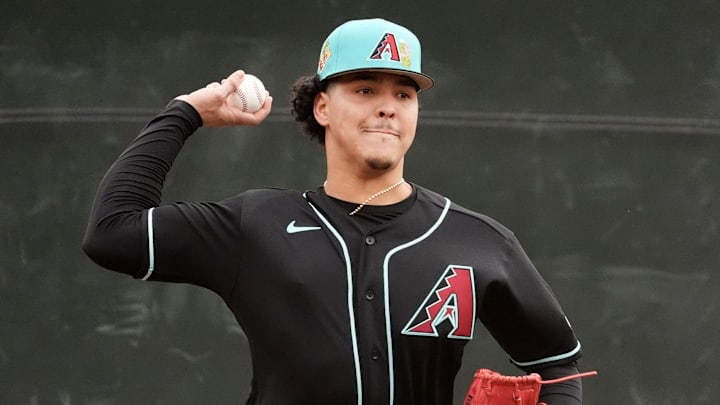 Arizona Diamondbacks pitcher Cristian Mena during spring training workouts at Salt River Fields on Feb. 13, 2026, in Scottsdale.