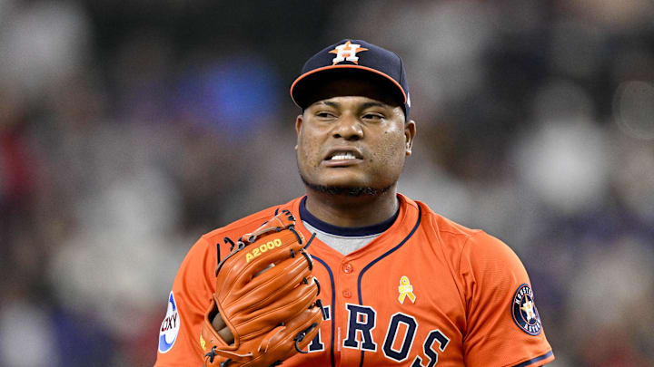 Houston Astros starting pitcher Framber Valdez (59) pitches on September 7, 2025.