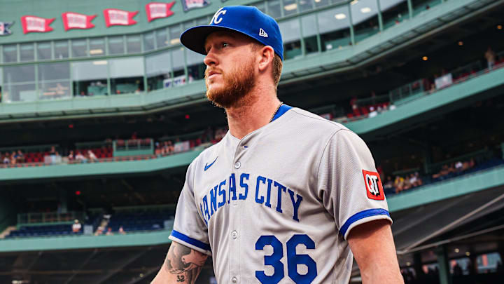 Aug 4, 2025; Boston, Massachusetts, USA; Kansas City Royals pitcher Bailey Falter (36) make his way to the bullpen before the start of the game against the Boston Red Sox at Fenway Park. Mandatory Credit: David Butler II-Imagn Images Aug 4, 2025; Boston, Massachusetts, USA; Kansas City Royals pitcher Bailey Falter (36) make his way to the bullpen before the start of the game against the Boston Red Sox at Fenway Park. Mandatory Credit: David Butler II-Imagn Images
