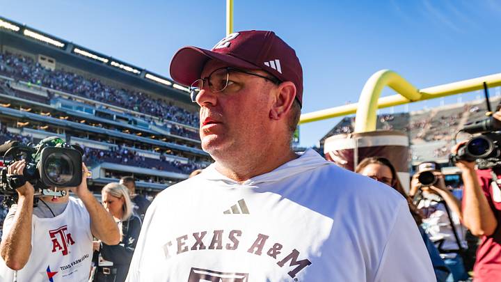 Texas A&M Aggies head coach Mike Elko walks off the field after defeating the Samford Bulldogs 48-0 in a game at Kyle Field. Texas A&M Aggies head coach Mike Elko walks off the field after defeating the Samford Bulldogs 48-0 in a game at Kyle Field.